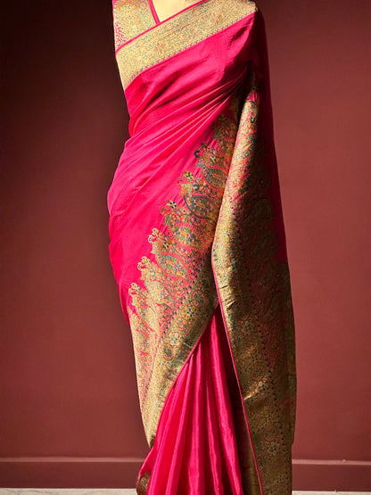 PINK SILK KASHMIRI TRADITOINAL PASHMINA SAREE